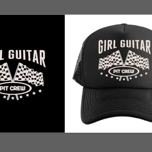Girl Guitar Pit Crew Trucker Hat